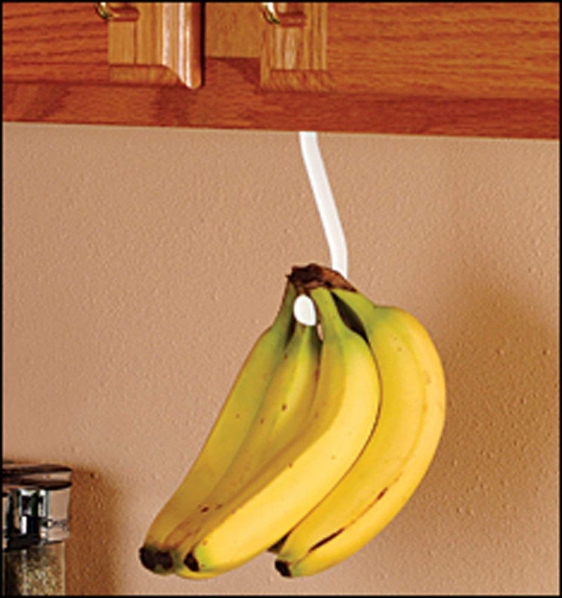Gadjit Banana Hook Hanger Under Cabinet Hook Ripens Bananas with Less Bruises, Folds Up Out of Sight When Not in Use, Hang Lightweight Kitchen Items too, Self-Adhesive + Pre-drilled Screw Holes (White) - Image 2